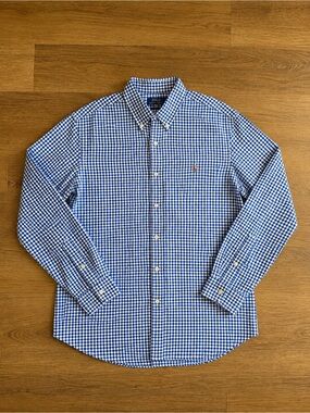 Polo Ralph Lauren XL Gingham Button Down Shirt Blue White Long Sleeve Mens